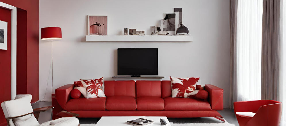 Vibrant red & white sitting room colour inspiration - Asian Paints