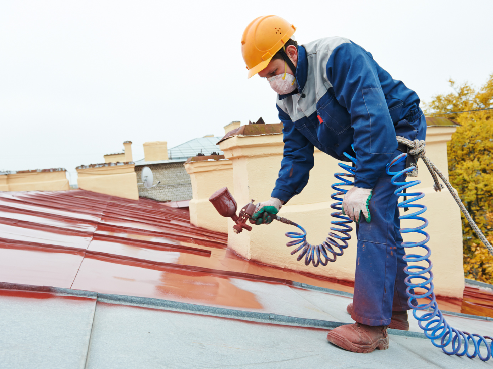 Painting A Roof Brick Red With Spray Paint - Asian Paints