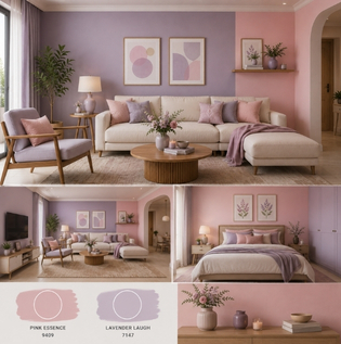 Pink and Lavender Wall Colour Pairing for Relaxed Spaces