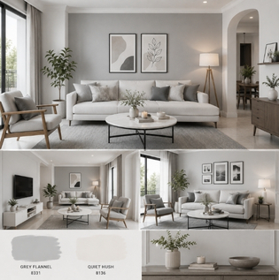 White and Gentle Grey Wall Colours for Modern Homes