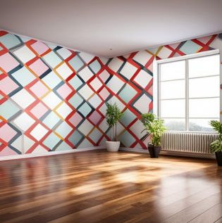 Geometric Diamond Wall Design - Asian Paints