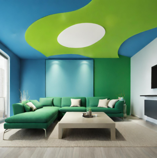 Blue and Green False Ceiling - Asian Paints