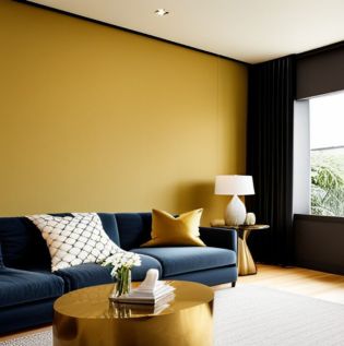 Golden colour paint in room with black - Asian Paints