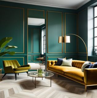 Metallic gold wall paint colors with green - Asian Paints