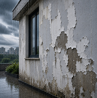 Exterior Paint Peeling and Surface Damage Caused by Moisture