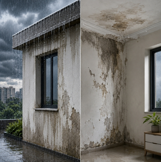 Water Seepage in Walls and Roofs During Monsoon Season