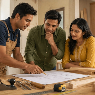 Professional Carpenter Working on Custom Home Furniture