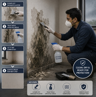 Removing Mold and Damaged Plaster from Damp Walls