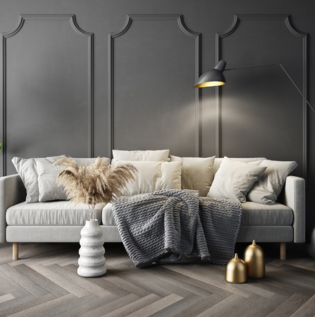 Light Grey Coloured Living Room - Asian Paints