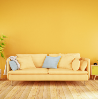 Light Yellow Coloured Living Room - Asian Paints