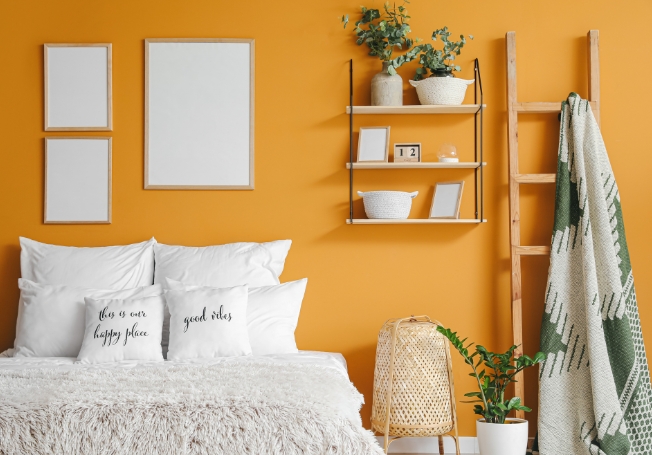 Orange Master Bedroom - Asian Paints