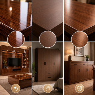 Comparison of Glossy, Matte and Satin Melamine Finishes