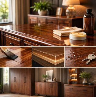 Natural Wood Grain Enhanced with Melamine Polish