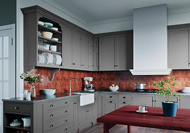 Monochrome Dining Room with Grey Cabinets
