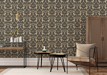 Charming Living Room with Floral Wallpaper