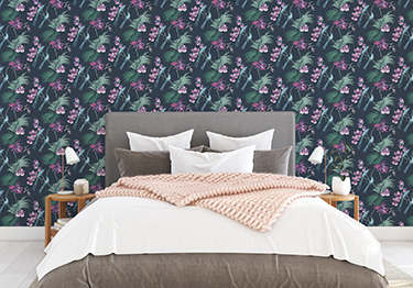 Cosy Mater Bedroom with Nature-inspired Wallpaper