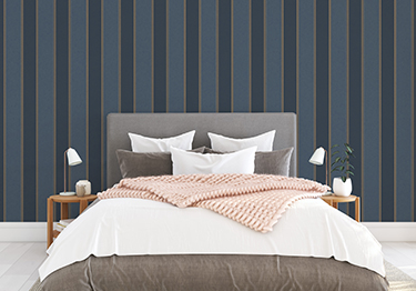 Subtle Master Bedroom with Striped Wallpaper