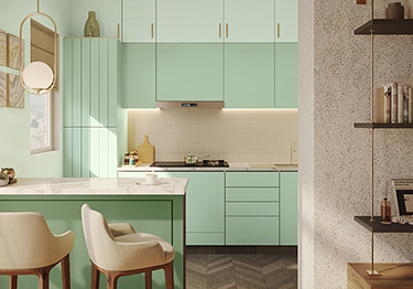 Green Wall Color Combination For Open Kitchen