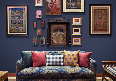 Rustic Blue Living Room Design Idea
