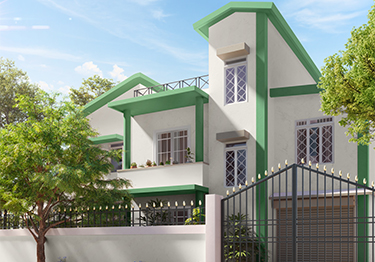 Beige and Green Exterior Home