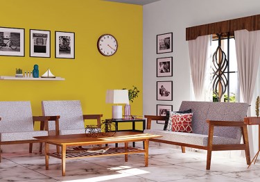 Classic Living Room with Yellow Wall