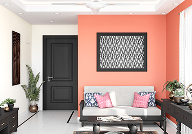 Comfortable Living Room Idea with Orange Wall