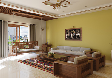 Elegant Living Room with Green Accent Wall  