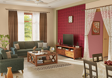 Pink Living Room Design with L-shaped Sofa
