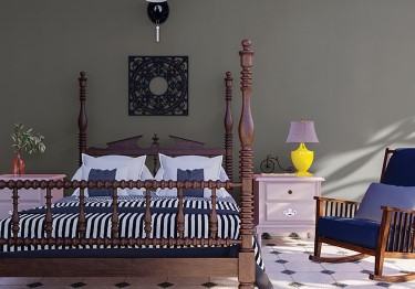 Rustic Bedroom with Olive Green Wall