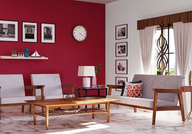 Simple and Classic Burgundy Living Room Design