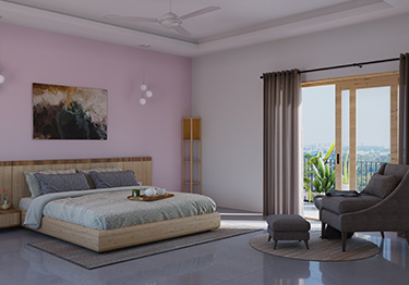 Soothing Bedroom Design with Lilac Accent Wall