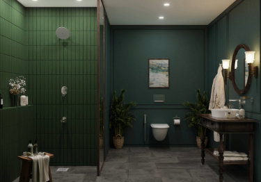 Elegant Dark Green Bathroom Design