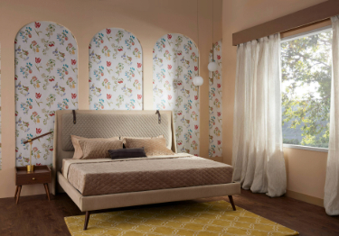 Floral and Orange Bedroom Design
