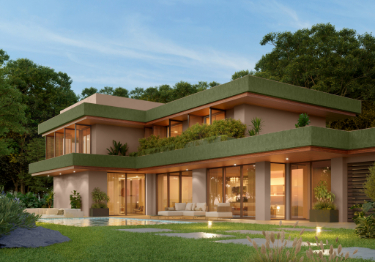 Simple Green & Beige Home Exterior