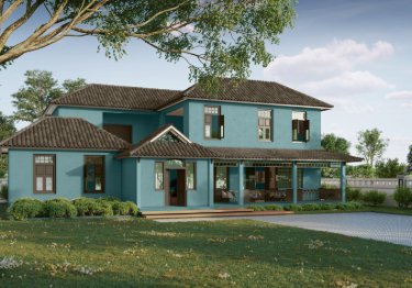 Blue & Brown Home Exterior