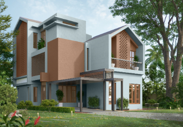 Serene Blue & Brown Home Exterior