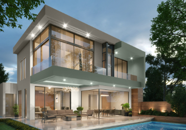 Soft Green and White Home Exterior