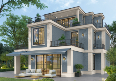 Serene White & Blue Home Exterior