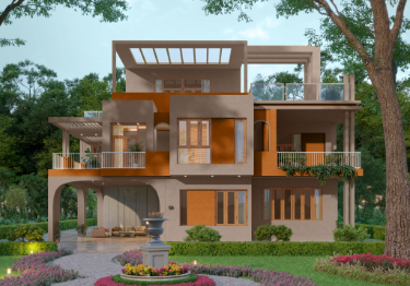 Simple Beige & Orange Home Exterior