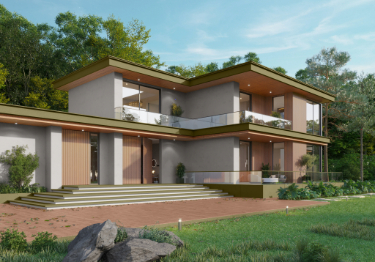 Chic Green & Grey Home Exterior