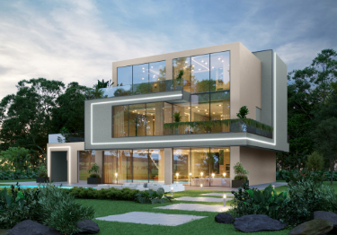 Elegant Beige & Steel Grey Home Exterior