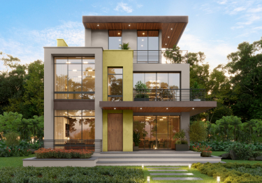 Simple Grey & Olive Green Home Exterior