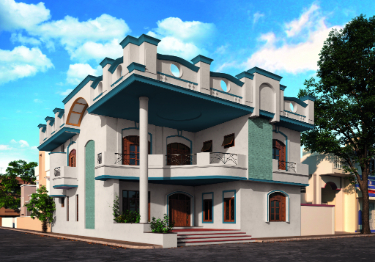 Elegant Blue and Grey Home Exterior