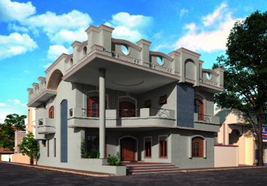 Elegant Blue and Dark Grey Home Exterior