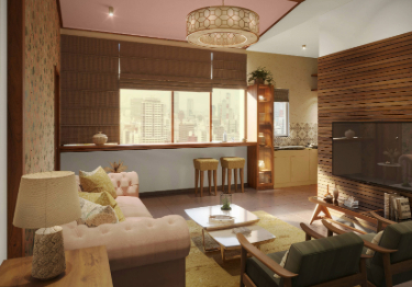 Pink and White Living Room