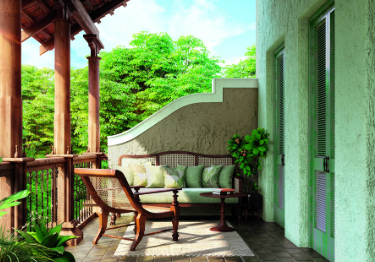 Green and Wood Outdoor Balcony Design