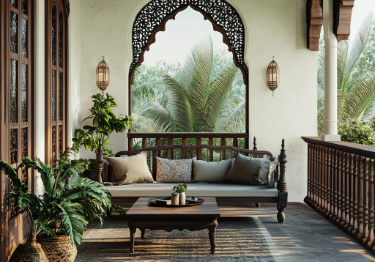 Green and Wooden Outdoor Balcony Design
