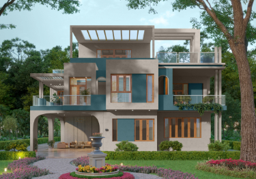 Sophisticated Grey & Blue Home Exterior