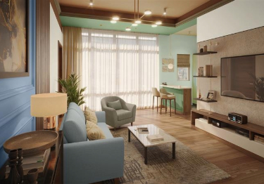 Green and Blue Living Room