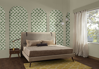 Modern Bedroom with Geometric Headboard